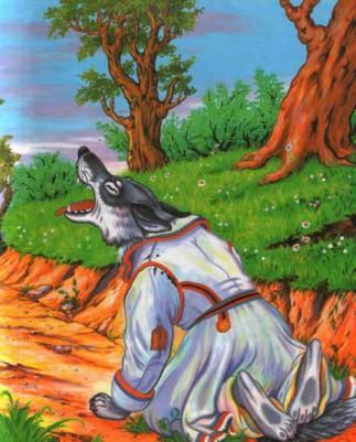 волк раскрыл пасть