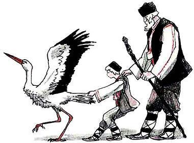 Велка за хвост аиста схватил