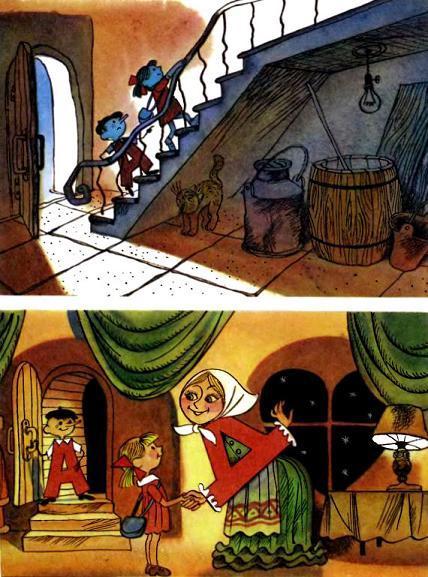 Аля, Кляксич и буква «А» (повесть) Аля и буква «А» поднимаются по лестнице и оказываются в гостях у буквы «Д»