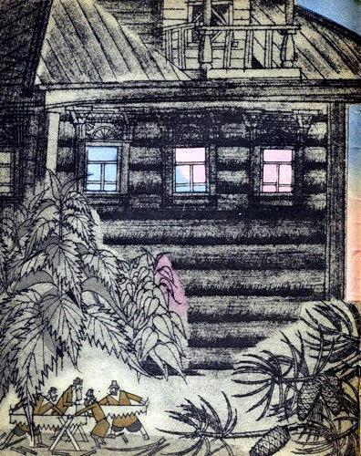 Артельные мужички пилят во дворе