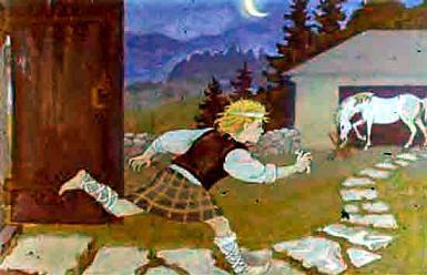 Ассипатл выбежал во двор, стрелой помчался на конюшню, оседлал и взнуздал Быстроножку