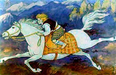 Ассипатл скачет на лошади