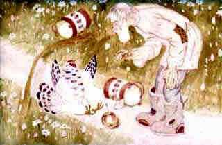 Бабушка, внучка да курочка (сказка) Прибежал на шум, скрип, звон дедушка курочка