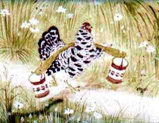 Бабушка, внучка да курочка (сказка) курочка с коромыслом и ведрами за водой