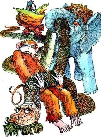 Бабушка удава (повесть) Попугай Слоненок Мартышка держат удава