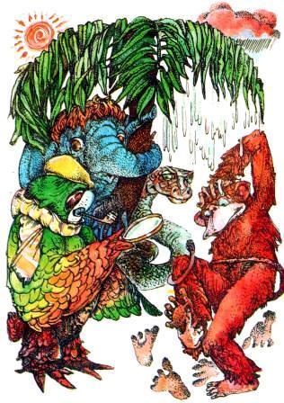 Попугай Слоненок удав обезьяна