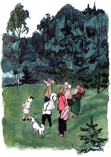 дети в лесу смотрят