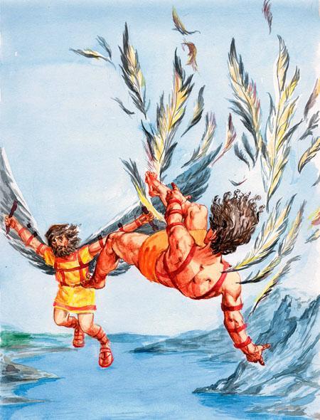 Икар взлетел к солнцу падает в море