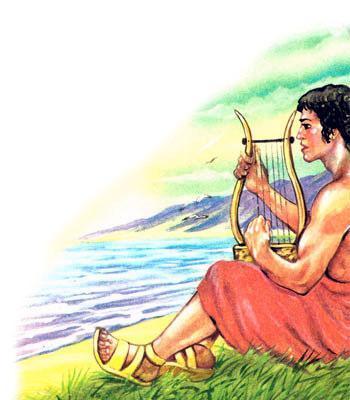 Орфей играет на арфе