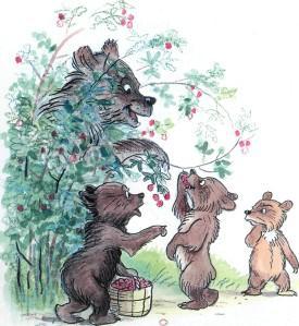 Стих: Чем помочь медведю ? (иллюстрации: Сутеев В.) медведь медведица с медвежатами рвут рвет малину