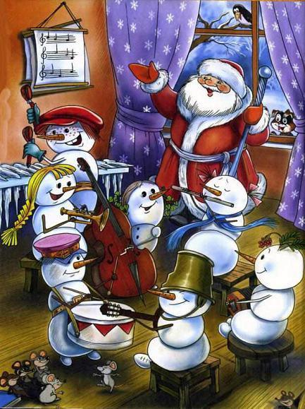 Чудеса в Дедморозовке (повесть) оркестр снеговиков и дерижер дед мороз репитиция