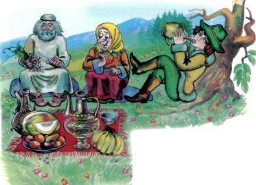 Кабардинская народная сказка: Чудесная цапля Ахмкт его мать пастух и чудесная скатерть