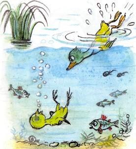 цыпленок под водой тонет буль буль