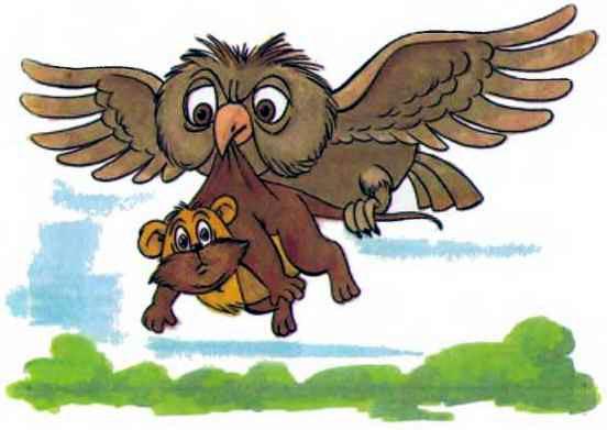 сова несет в клюве Толстого Суслика