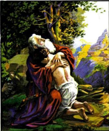 Авраам приносит в жертву Исаака.