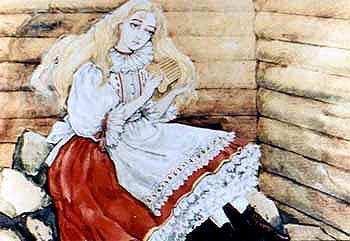 Девица с золотым гребнем (сказка) в самой глубине колодца скала, на той скале сидит девушка, золотым гребнем причесывается