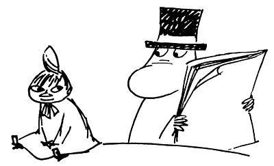 Муми-тролль читает газету и крошка Мю