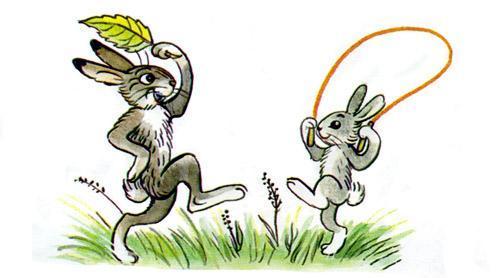 зайцы  на скакалке