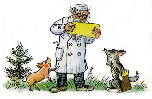 доктор Айболит читает письмо звери