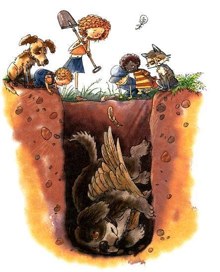 пернатый пес угодил в яму