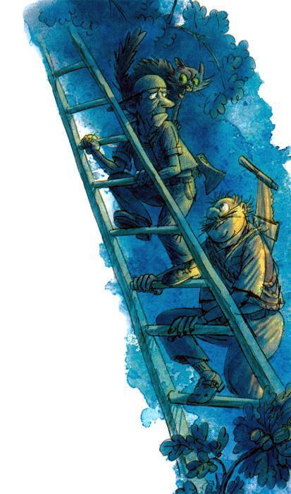 в темноте карабкаются по лестнице вверх