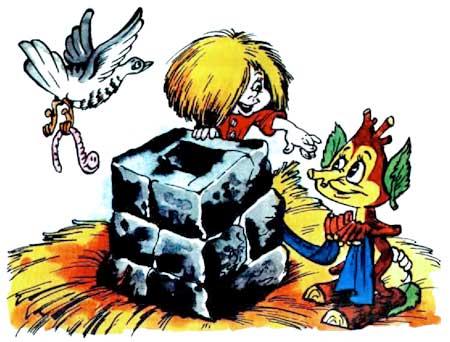 Домовенок Кузька: волшебные вещи (сказка) Домовенок Кузька и Лешик у дымоходной трубы дома