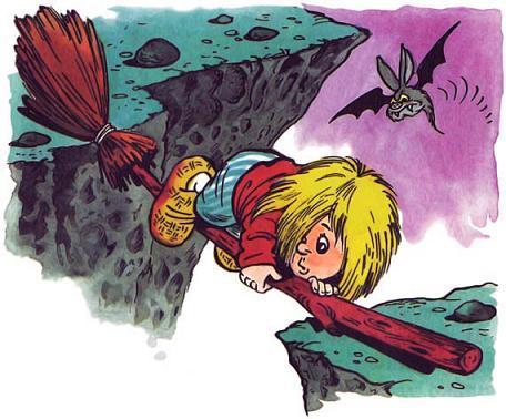 Домовёнок Кузька и его сундучок (сказка) Домовёнок Кузька на метле застрял над пропастью