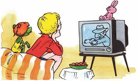 Домовёнок Кузька и враг-невидимка (сказка) перед телевизором