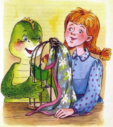 Дракоша и клетка с попугаем