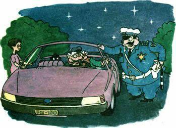 Дядюшка Фистус на машине остановлен полицейским