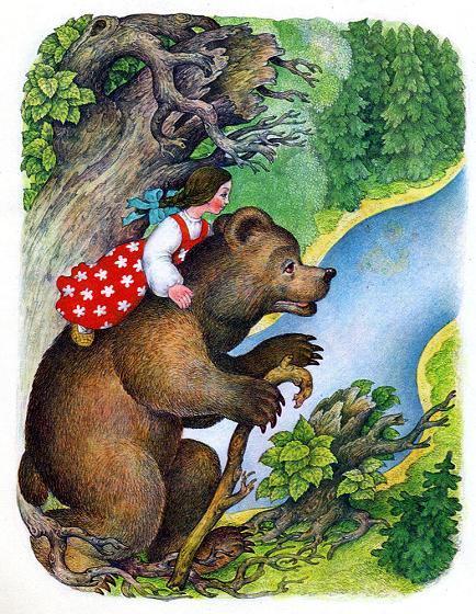 Манюшка едет верхом на медведе