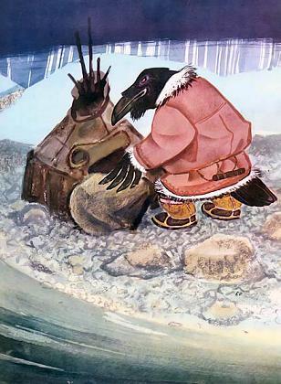 Евражка и ворон (эскимосская сказка) ворон Большим камнем завалил вход в ярангу евражки