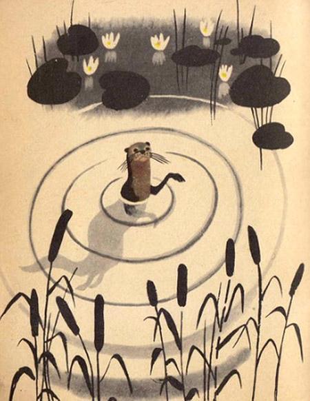 выдра в воде