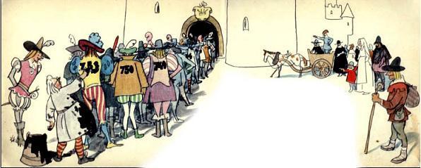 Ганс-Чурбан (сказка) очередь из претендентов в замок