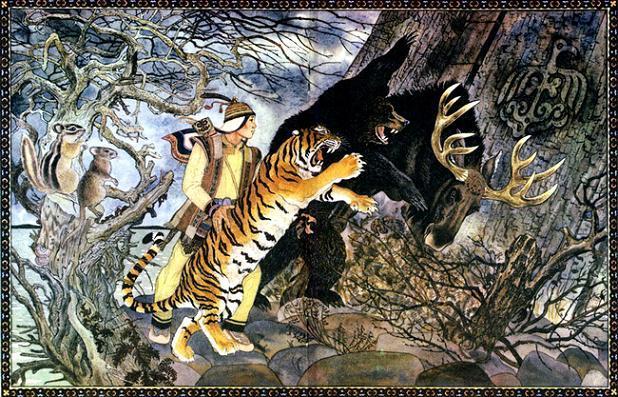 Карпамди – меткий стрелок  верхом на лосе