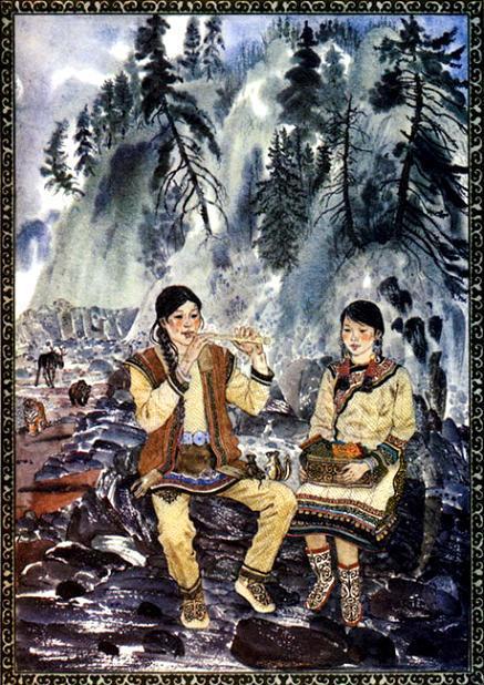 Элга играет на дудочке