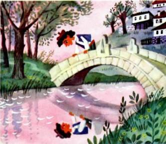 мальчик Шишо на мосту отражение в воде