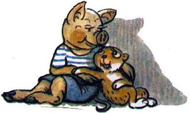 поросенок и хомяк хомячок вместе дружно рядом