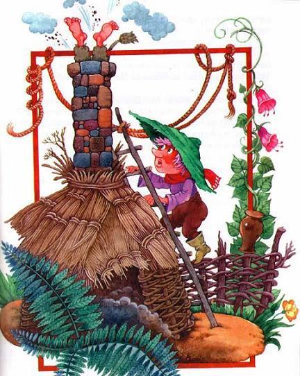 Гном Хёрбе и леший (сказка) Гном Хёрбе на крыше и трубочист чистит трубу