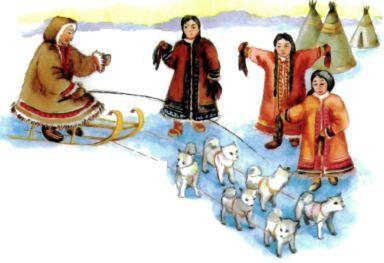 эскимосы и собачья упряжка