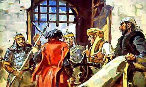 Утром поехали двое разбойников в царский дворец с ковром