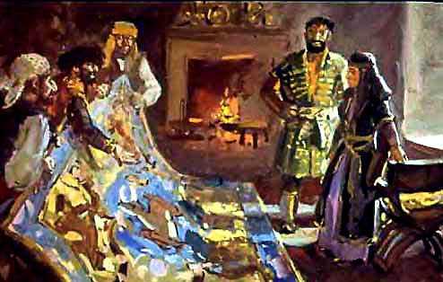 разбойники показывают Голубой ковёр царице