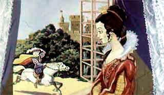 Горбатая принцесса (сказка) прискакал верхом на белом коне стройный принц в золотом плаще и с пером в шляпе. и принцесса