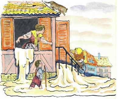 сказка: Горшок каши каша вытекает из дома на двор