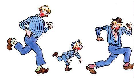 они пустились бежать, все трое: папа Эмиля, и Эмиль, и Альфред.