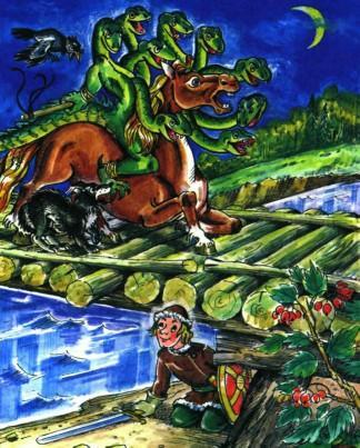 вьехало чудо-юдо девятиголовое на калиновый мост