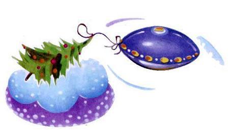 Новогодняя ёлка и инопланетный корабль тарелка