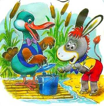 Селезень сбросил с большого ведра крышку ослик