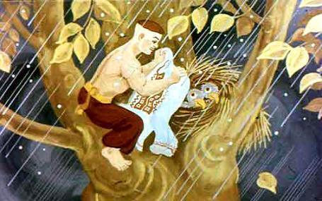 Катигорошек влез на дуб и укрыл птенцов сермягой