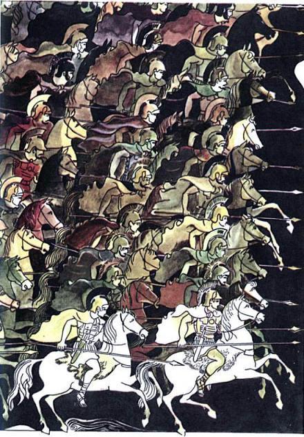 Конная фаланга македонян.